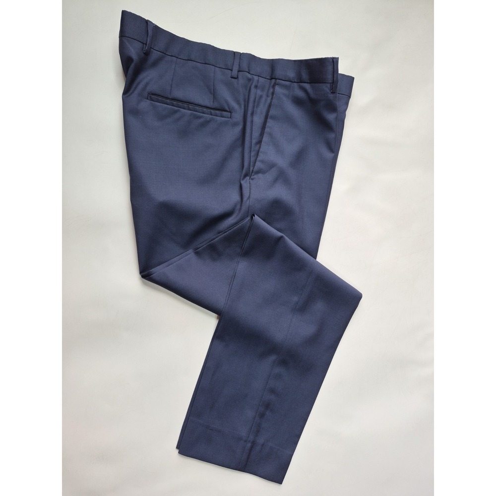 Hugo Boss Men's Flat Front Slim Fit Wool Dress Pants 38x30 Blue